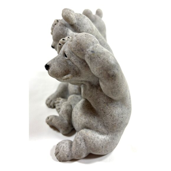 Quarry Critters Second Nature Uh Oh No Evil Bear Trio Scuplture 2000 - Picture 5 of 8
